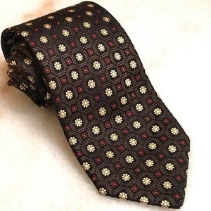 Ermenegildo Zegna Brown Floral Silk Necktie